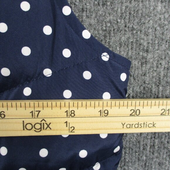 Lands End Down Puffer Vest Jacket Womens Small Blue Full Zip Outdoors Hike Dots - Picture 9 of 11